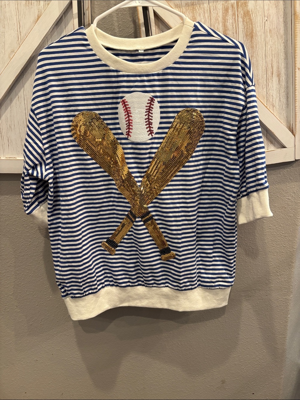 Baseball top cute stripe summer fun med ptp 22 - Picture 2 of 3